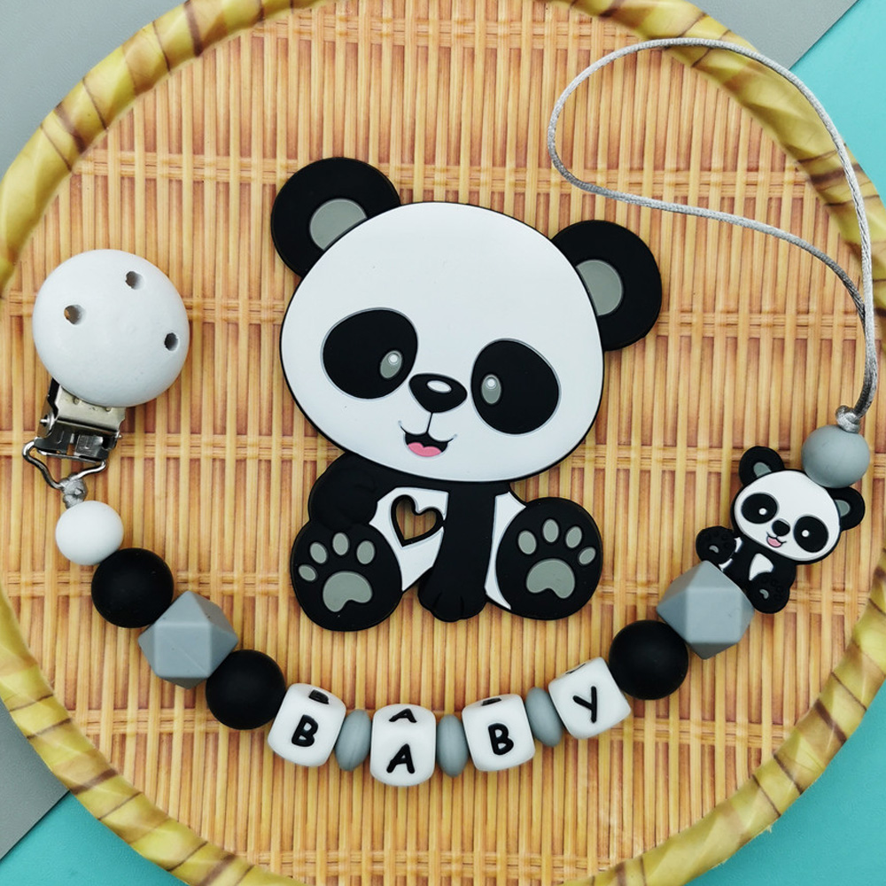 Baby Teethers - Aangepaste gepersonaliseerde naam baby siliconen panda